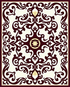 Intricate Scrollwork Crimson Cream Medallion Rug