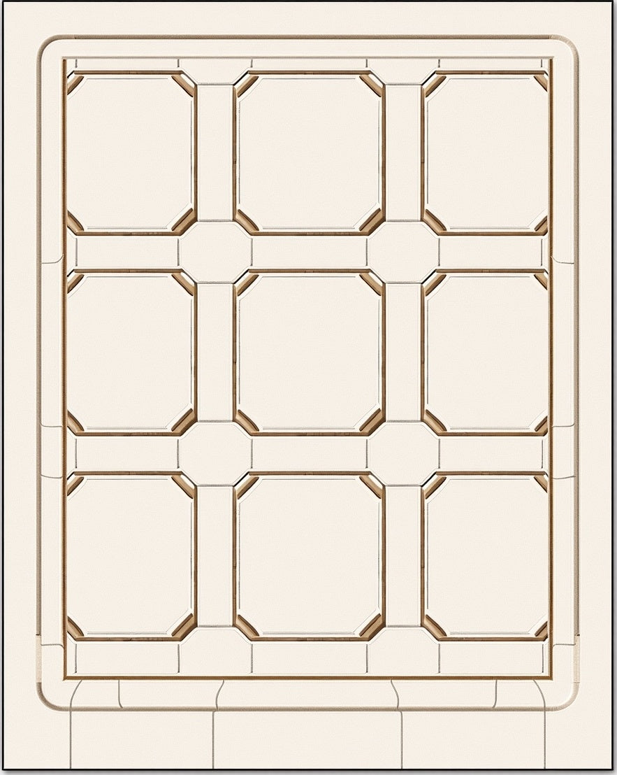 Subtle Gold Cream Grid Pattern Rug