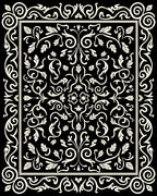 Classic Black White Leaf Pattern Rug