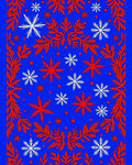 Crimson White Snowflake Blue Field Rug
