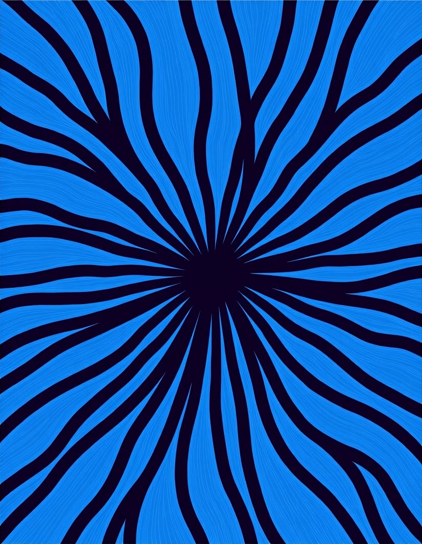Radiating Blue Wave Pattern Rug