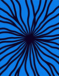 Radiating Blue Wave Pattern Rug