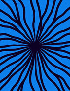 Radiating Blue Wave Pattern Rug