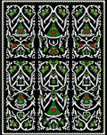 Black White Green Floral Art Nouveau Rug
