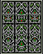 Black White Green Floral Art Nouveau Rug