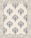 Cream And Grey Floral Damask Pattern Rug