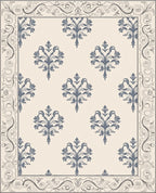 Cream And Grey Floral Damask Pattern Rug