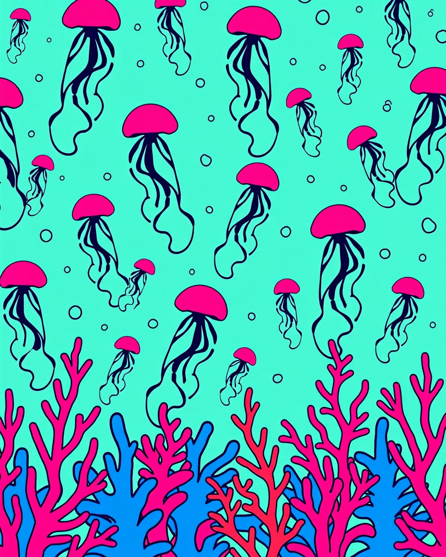 Pink Jellyfish Coral Pattern Design Rug