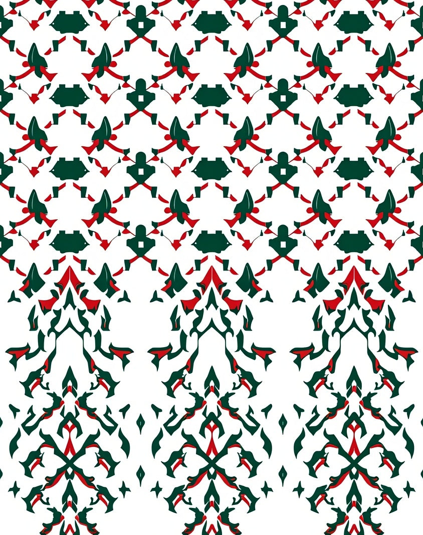 Abstract Red Green Geometric Pattern Rug