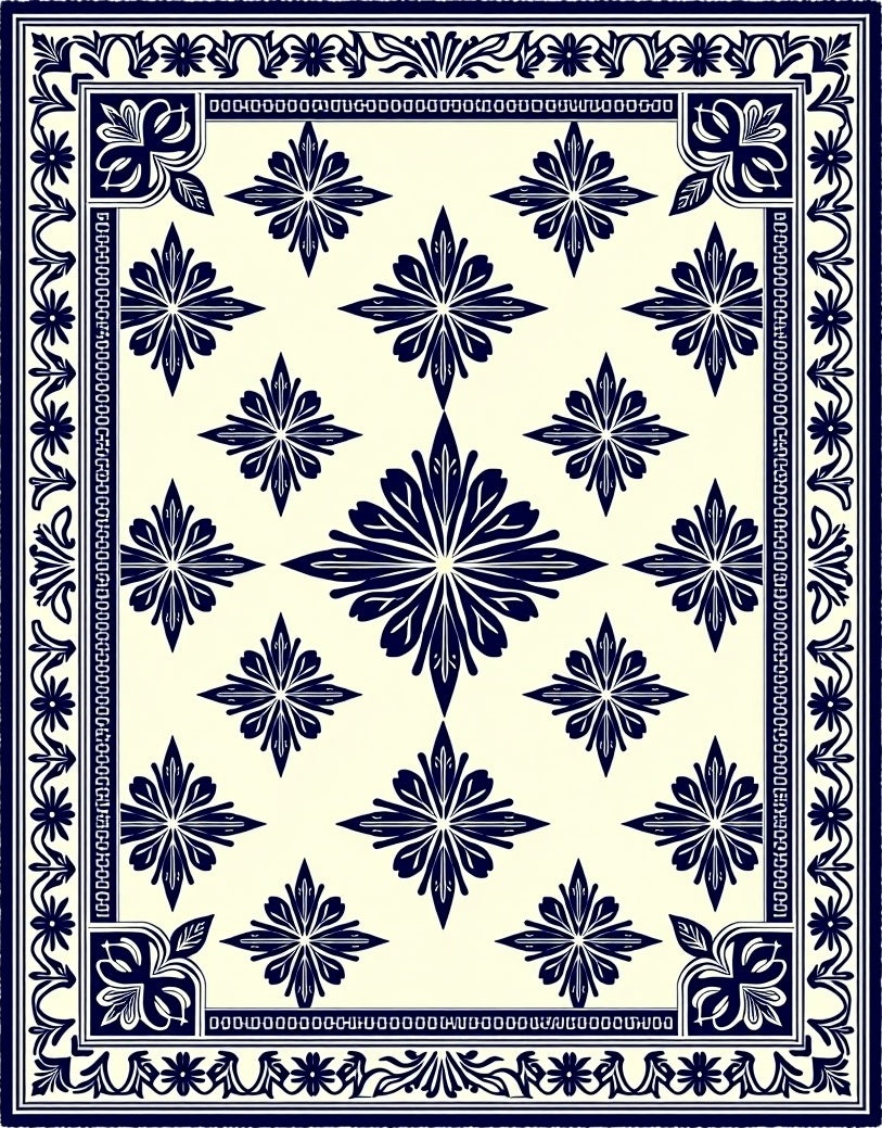 Starburst Floral Traditional Design Rug