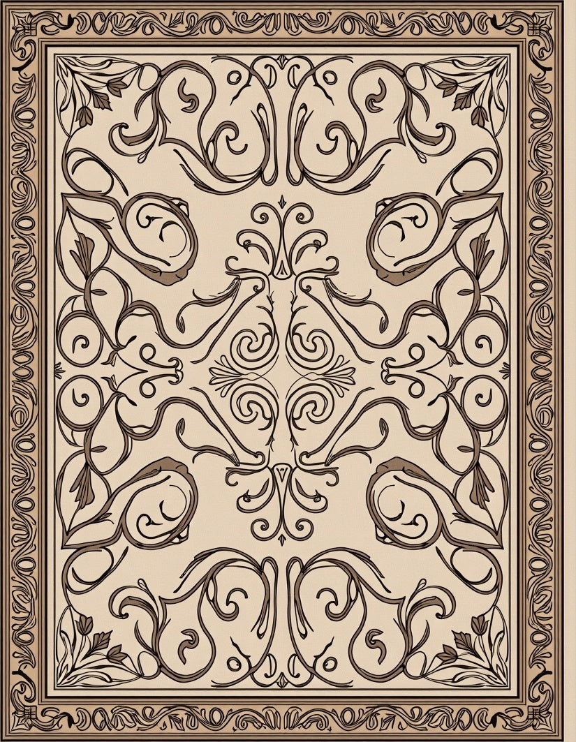 Elegant Scrollwork Vintage Design Rug