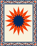 Bold Sunburst Ornate Border Design Rug
