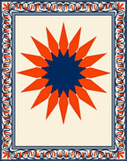 Bold Sunburst Ornate Border Design Rug