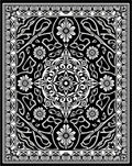 Black White Floral Patterned Rug