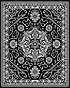 Black White Floral Patterned Rug