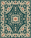 Ornate Floral Swirl Border Design Rug