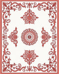 Elaborate Floral Scrollwork Red Design Rug