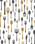 Gold Charcoal Flatware Scattered Whimsical Rug