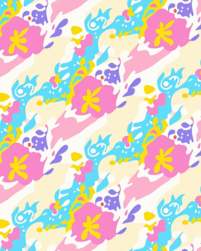 Whimsical Abstract Floral Pattern Rug