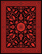 Classic Red Floral Vine Pattern Rug