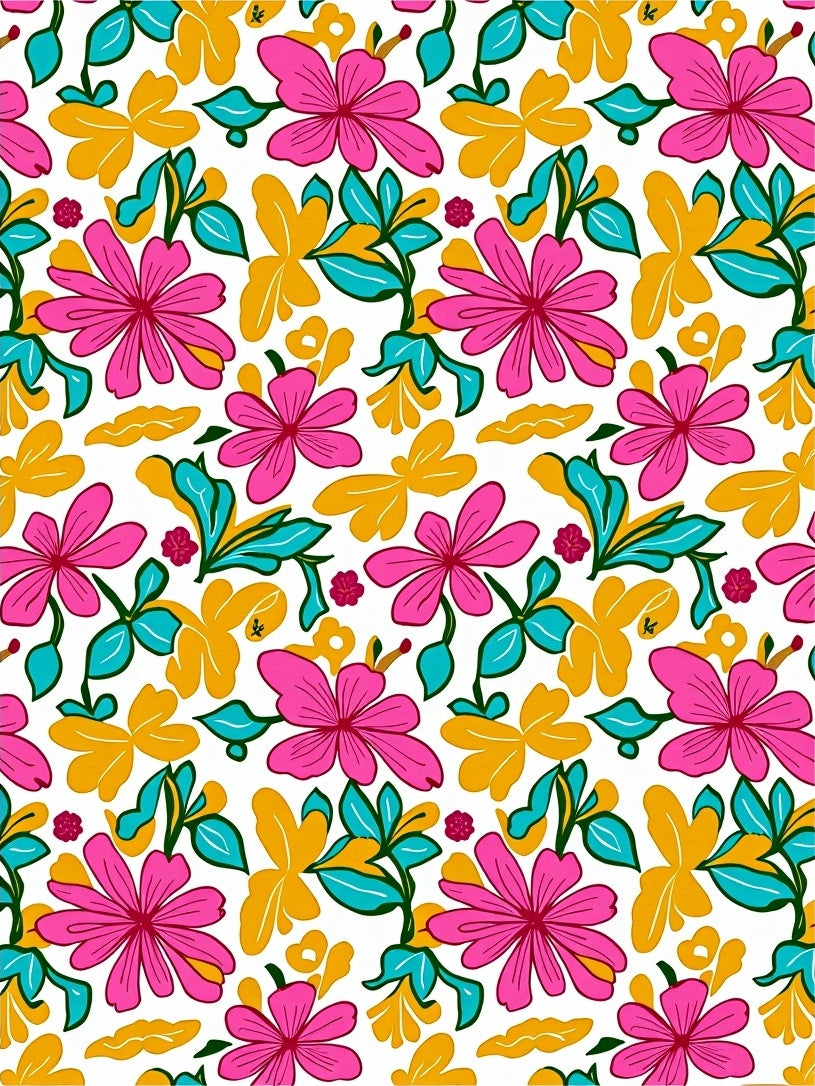 Whimsical Bright Floral Pattern Rug
