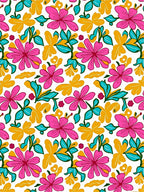 Whimsical Bright Floral Pattern Rug