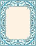 Classic Blue Scroll Frame Pattern Rug