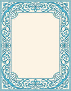 Classic Blue Scroll Frame Pattern Rug