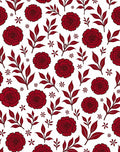 Deep Red Rose Leaf Pattern Rug