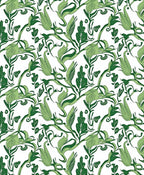 Art Nouveau Green Floral Vine Pattern Rug