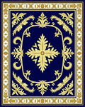 Regal Blue Gold Floral Scroll Rug