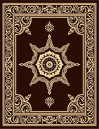 Elegant Medallion Scroll Border Design Rug