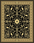 Golden Floral Scroll Pattern Rug