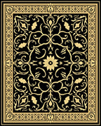 Golden Floral Scroll Pattern Rug
