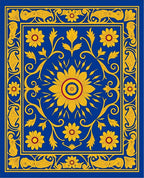 Vibrant Floral Patterned Blue Rug
