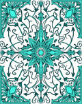 Intricate Teal Floral Scroll Design Rug