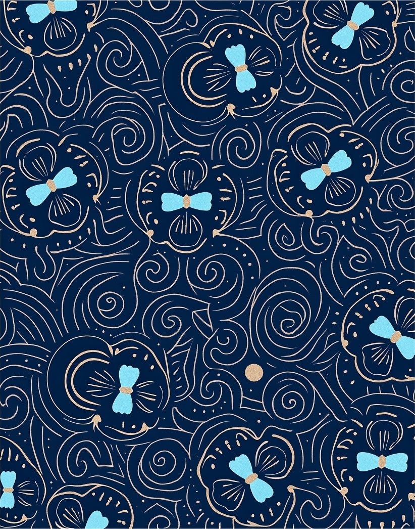 Floral Swirls And Petals Pattern Rug