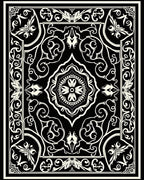 Black Ivory Ornate Floral Scroll Rug
