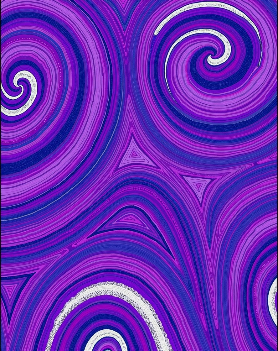 Vibrant Purple Swirls Triangles Pattern Rug