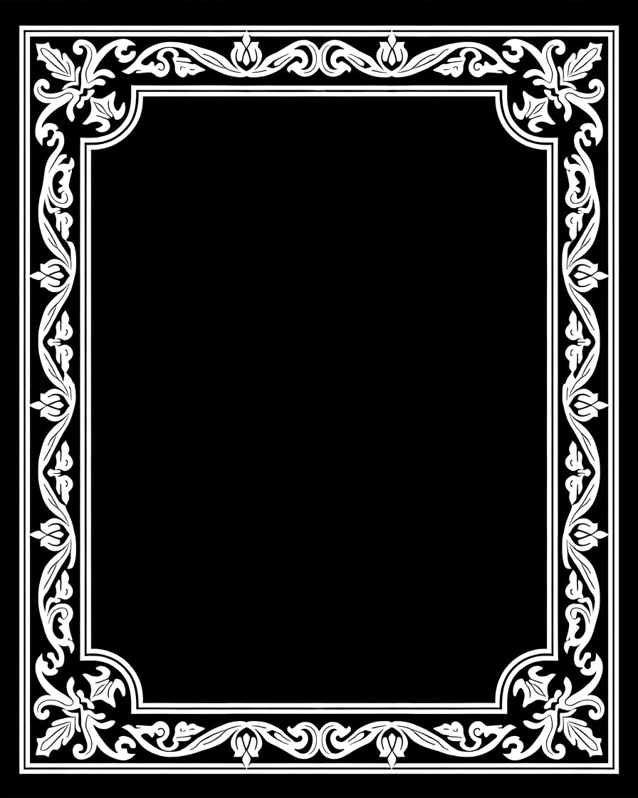Ornate White Floral Border Design Rug