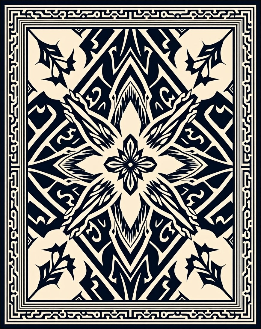 Bold Tribal Symmetric Design Rug