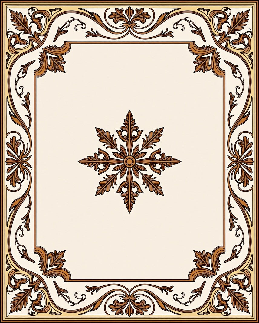 Ornate Floral Medallion Frame Design Rug