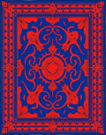 Royal Blue Red Ornamental Pattern Rug