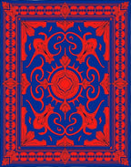 Royal Blue Red Ornamental Pattern Rug