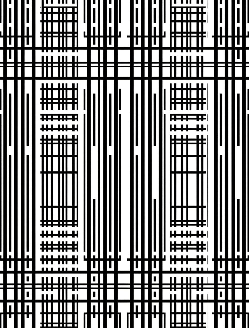 Bold Black White Geometric Line Art Rug