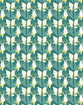 Teal White Abstract Floral Composition Rug