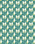 Teal White Abstract Floral Composition Rug