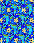 Vibrant Blue Yellow Floral Swirls Rug
