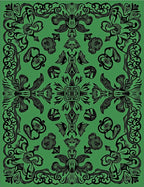 Ornate Emerald Floral Swirl Rug