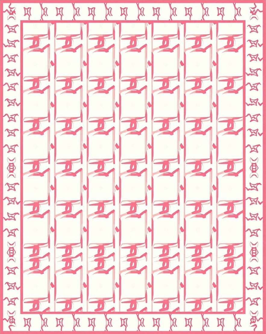 Pink Abstract Square Pattern Rug